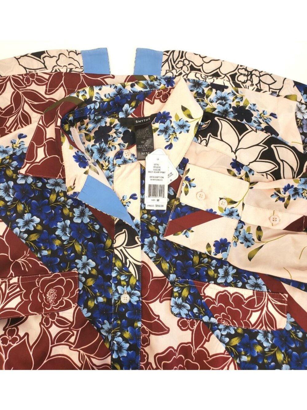 Smythe Womens Tie Waist Long Sleeve Midi Shirt Dress in Multi Scarf Print Size M - Picture 4 of 4